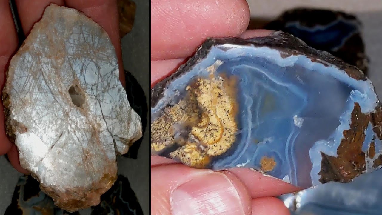 Rockhounding, Cutting, and Polishing Blue Agate and Silver Flash Moonstone in Colorado!