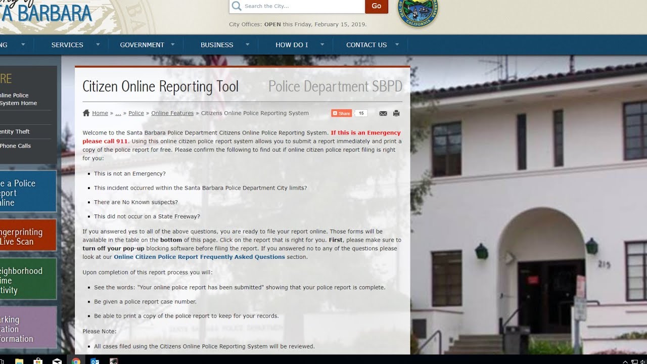 Police Reports Online Citizen Reporting System