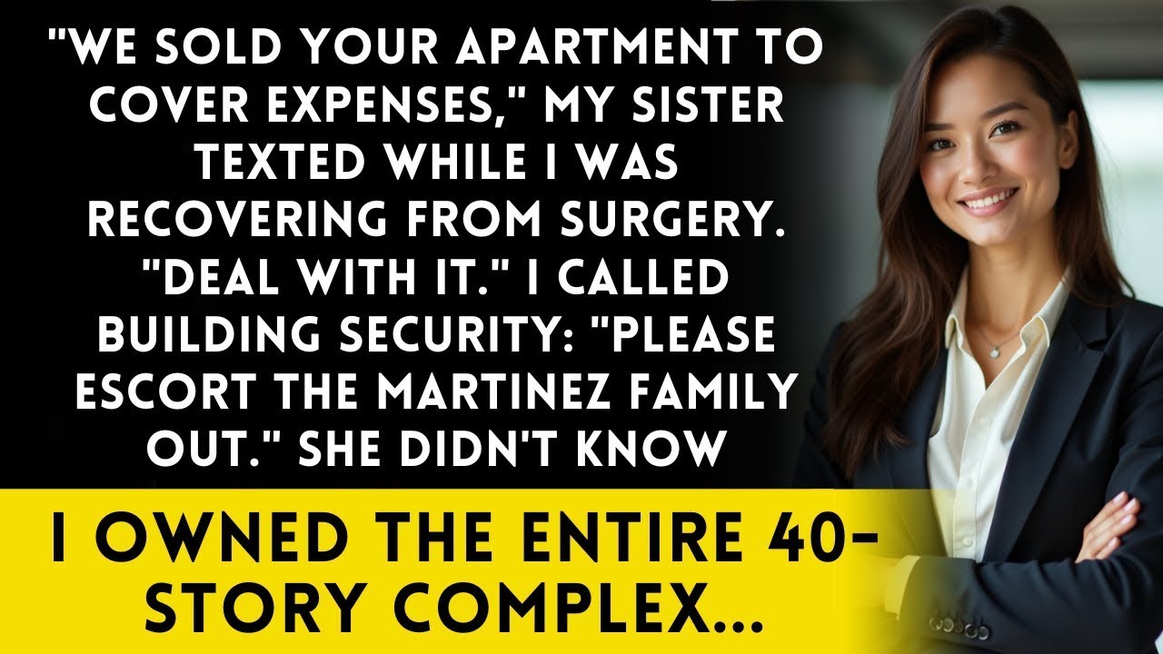 My Sister Said We Sold Your Apartment While I Was in Surgery - She Forgot I Own the Building