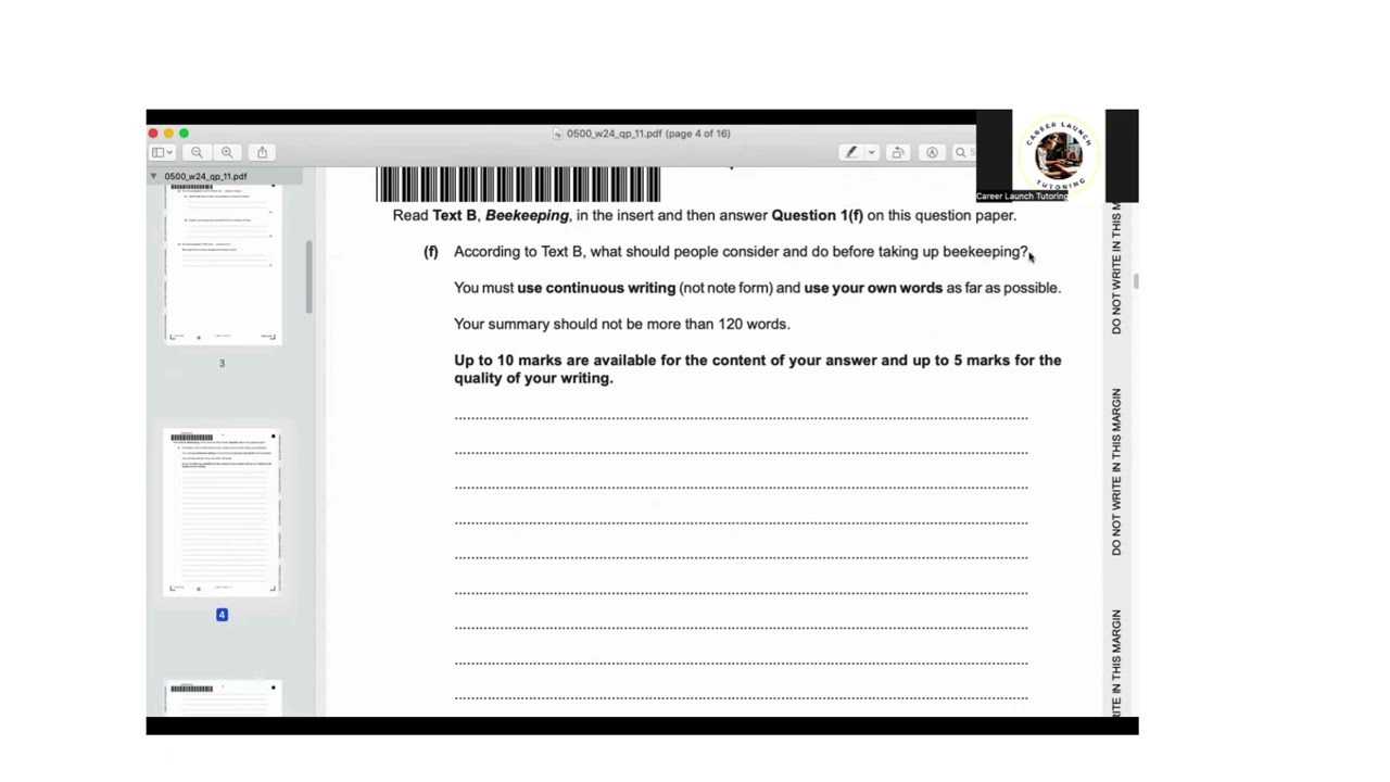 summary writing igsce part 1