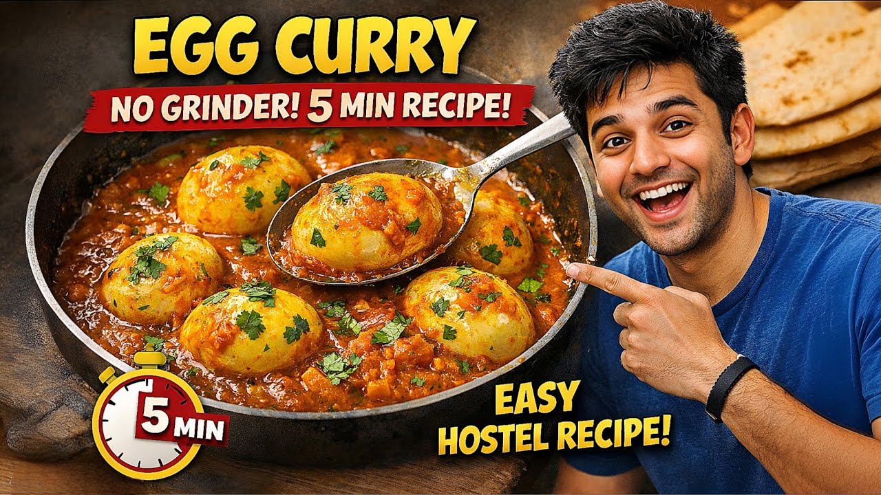 5 Min Egg Curry Recipe | No Grinder Easy Hostel Style Egg Curry