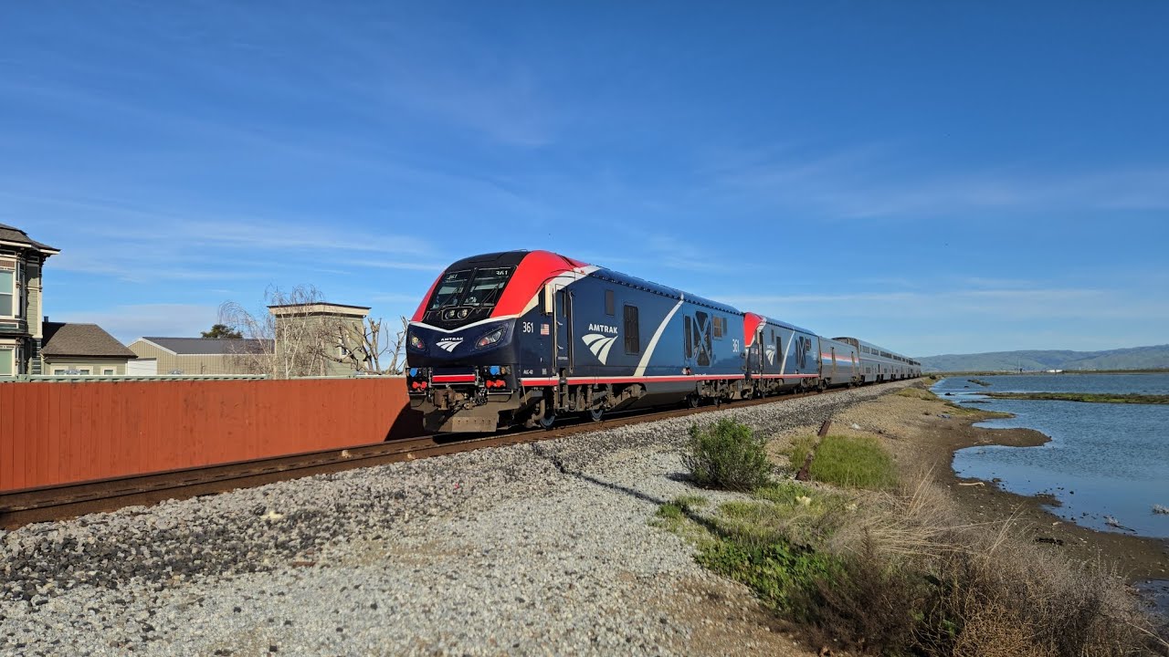 Amtrak Coast Starlight #11 at Elizabeth Street Alviso, CA with ALC-42 #361 and #363