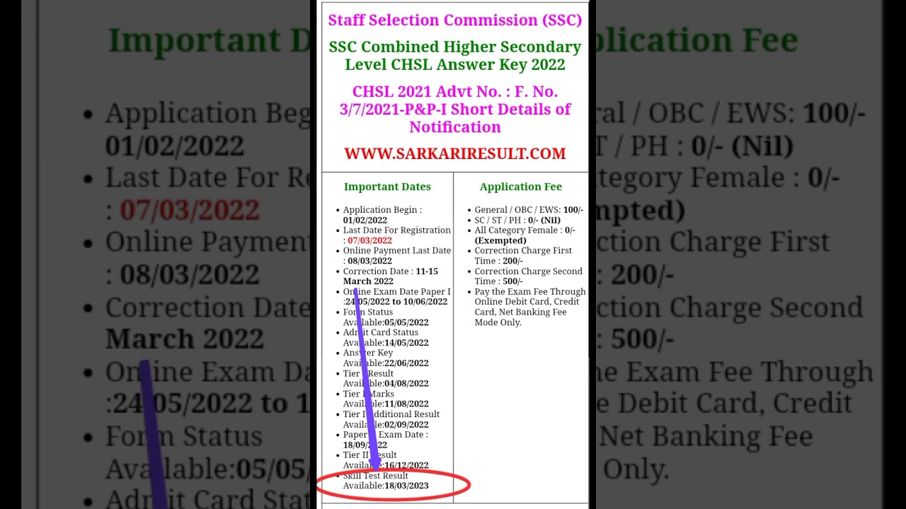 SSC Combined Higher Secondary Level CHSL Answer Key 2022#shortvideo
