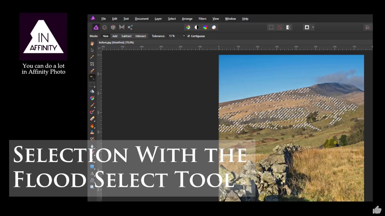 Selection with the Flood Select Tool (magic wand) in Affinity Photo
