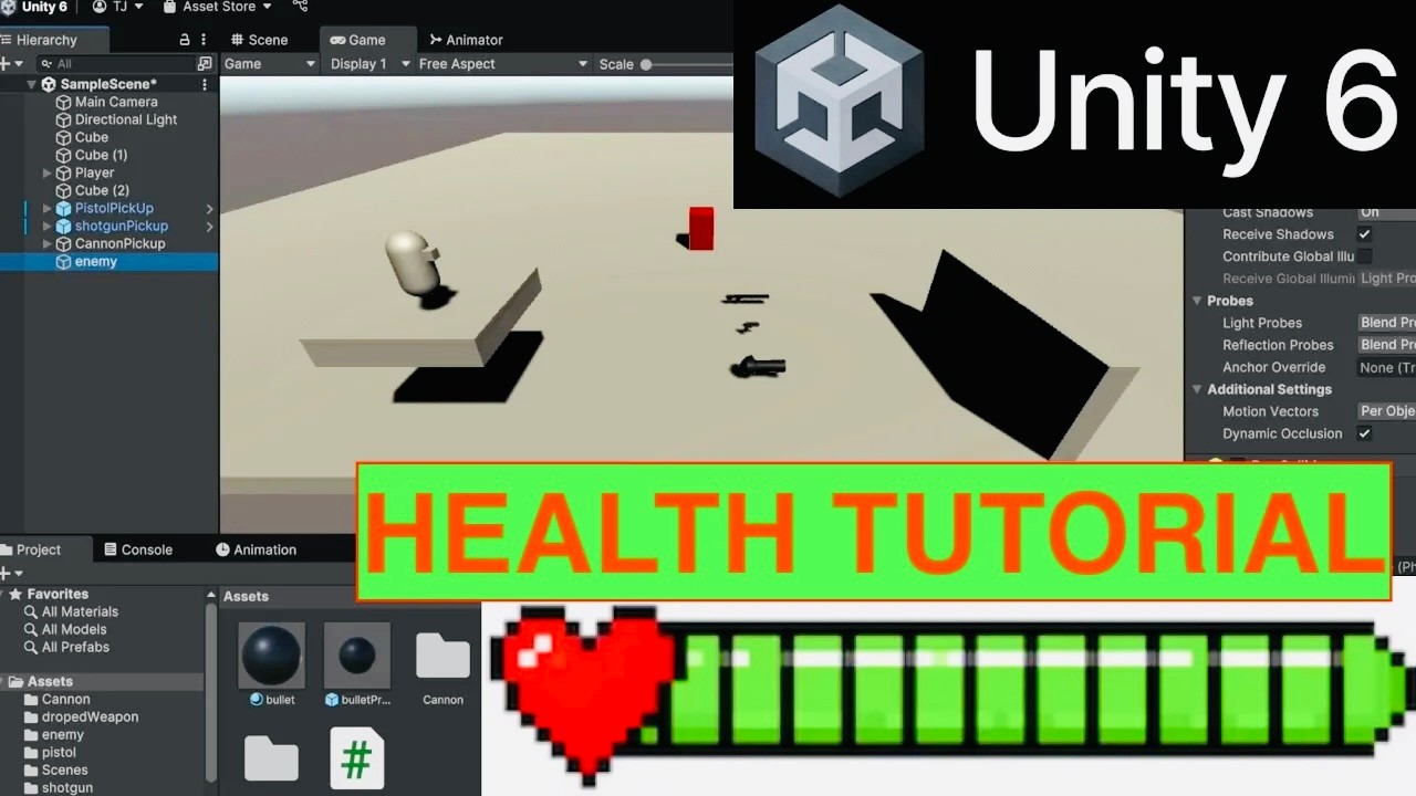 Unity Beginner Tutorial: Create Enemy Health, Damage & Destroy Logic (Unity 6)