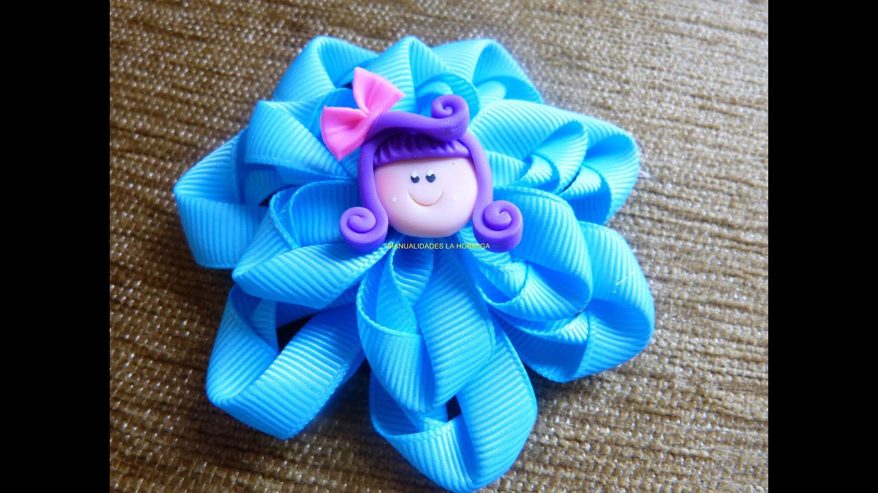 Lindas  y Faciles Flores en cinta, How To Make A Hair Bow, Manualidades la Hormiga