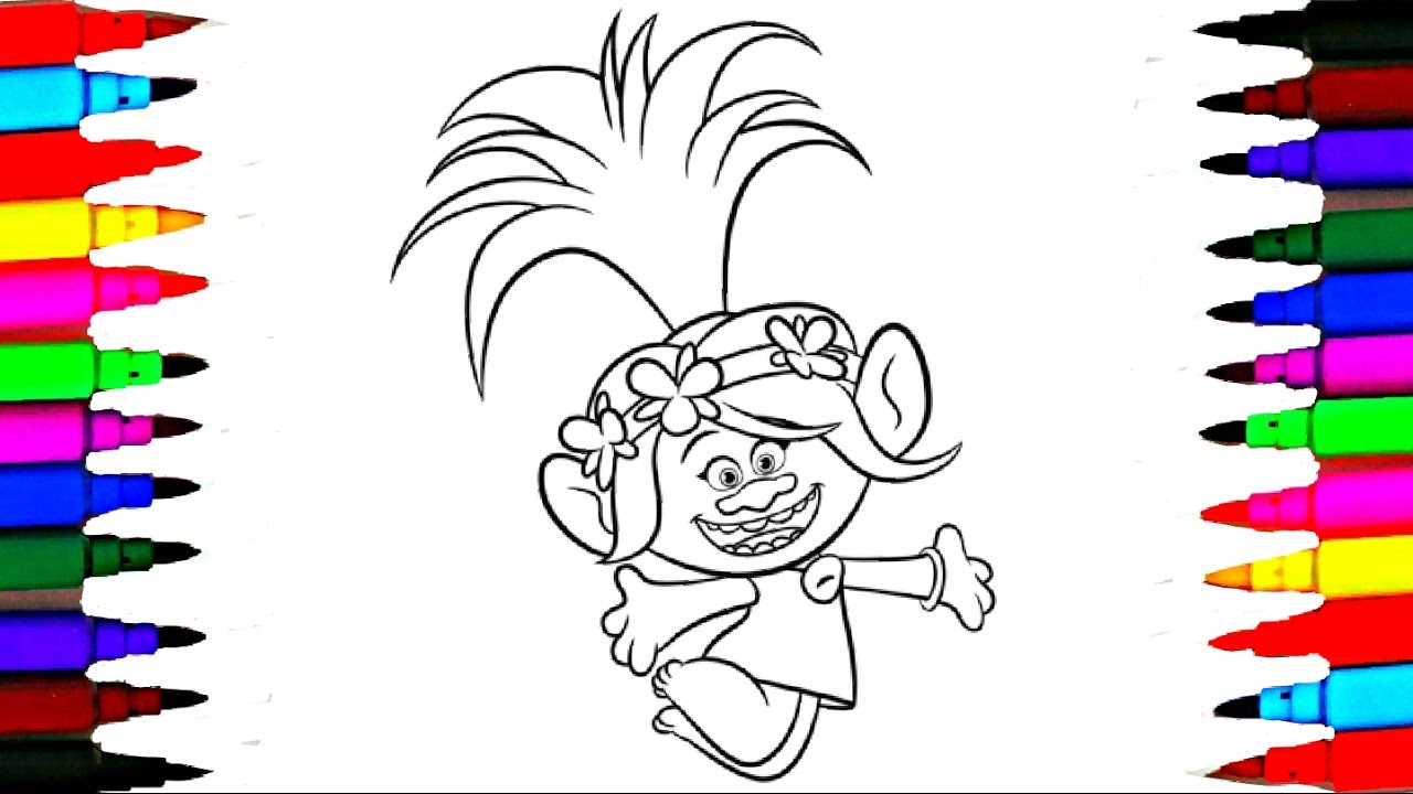 Coloring Pages Dreamworks Trolls l Poppy Drawing Pages To Color For Kids l Learn Rainbow Colors
