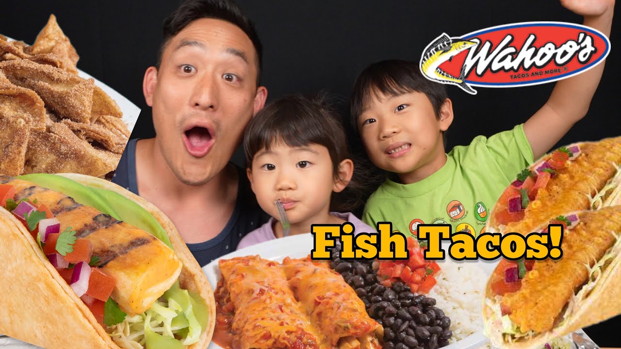 Family Mukbang! Fish Tacos + Enchiladas from Wahoos