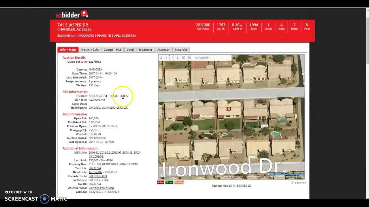 AZ Bidder - Property Detail Page - Info/Maps Tab - #6