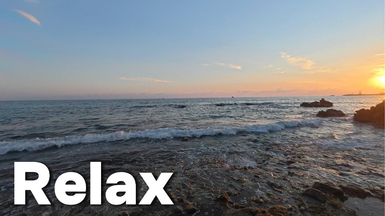6 Hours Relaxing Ocean Waves 🌊 Golden Sunset & Soothing Music for Sleep, Study, Meditation