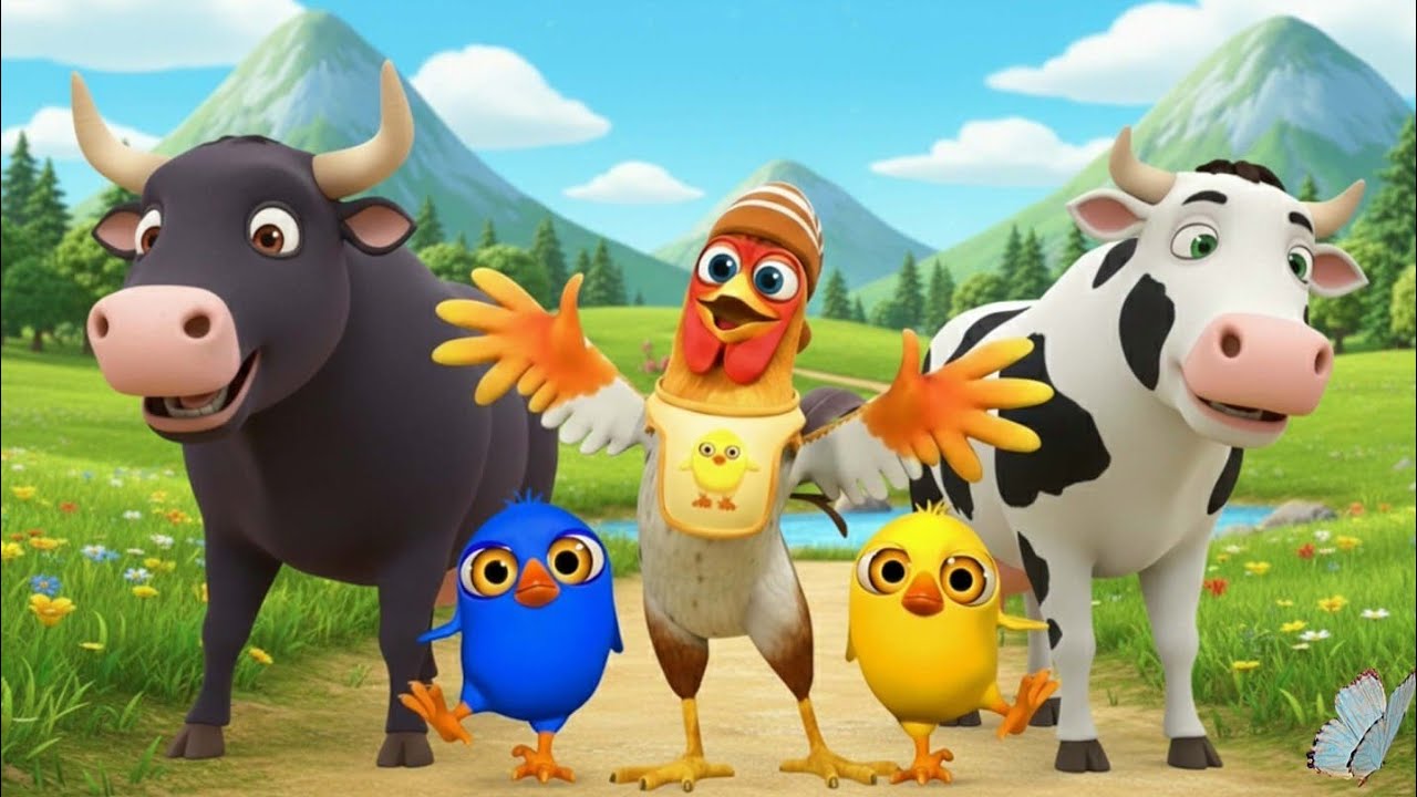 El pollito y el Tractor de la Granja - el Toro yTractor -Escapando del Toro y del Pollito
