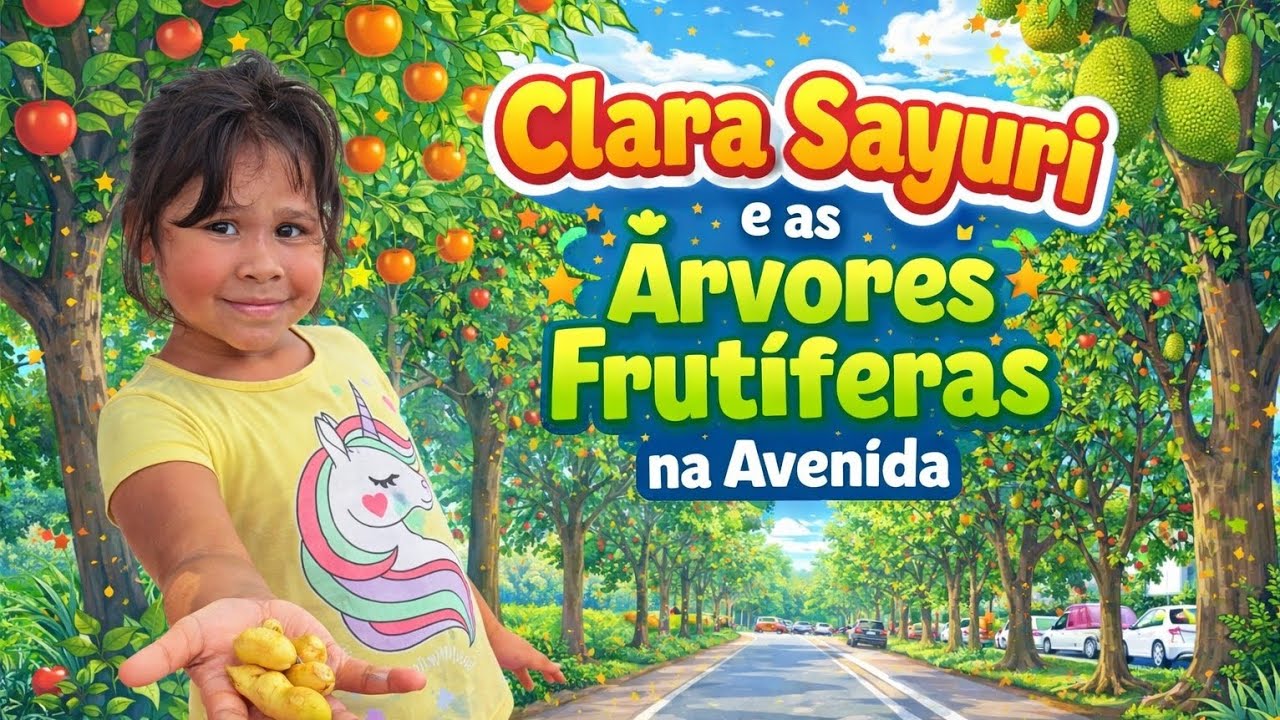 Passeio de hoje com a Clara Sayuri 🌞🌳Encontramos árvores frutíferas na avenida .