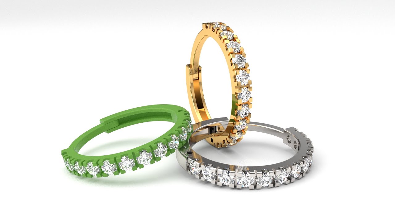 Easy design huggie hoop earrings by rhino 7 (Rhinoceros 3D).