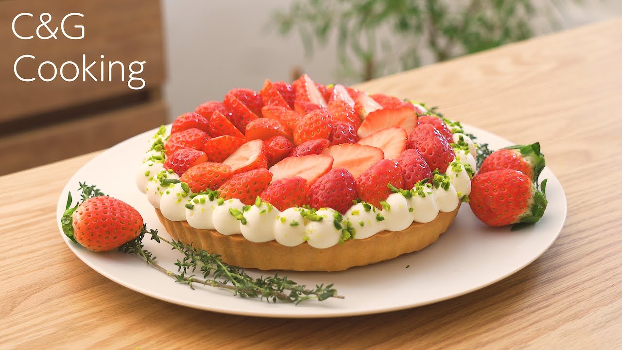 フレッシュいちごのカスタードタルト | Fresh Strawberry Custard Tart | お菓子作り ASMR