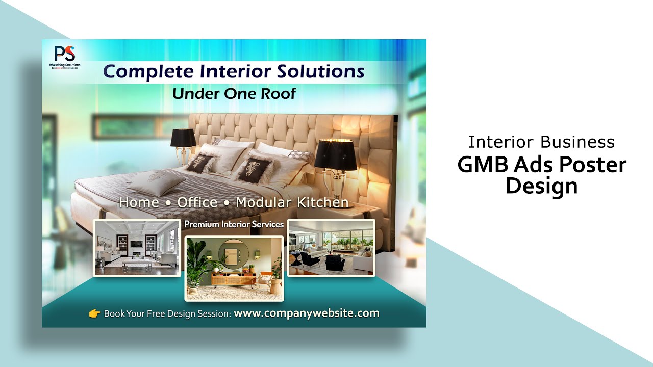 Interior Business GMB Ads Poster Design | Google Ads Design | GMB Post Design | Photoshop Tutorial