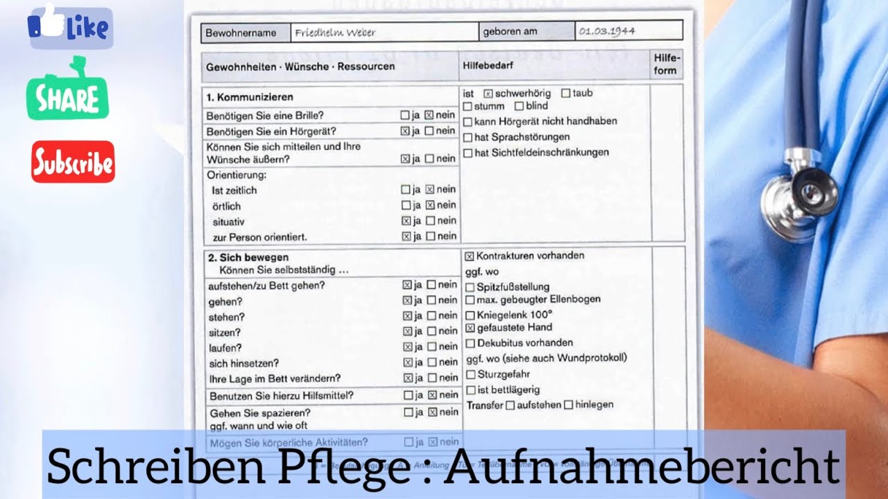 B1B2 Pflege: Aufnahmebericht