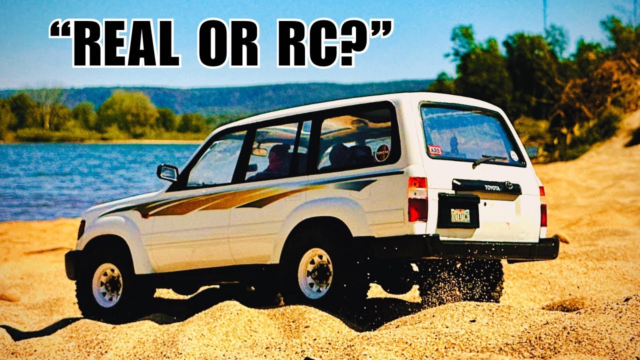 Toyota LC80 1:10 Scale RC Rock Crawler | Super Scale Run | Sandy Riverbank