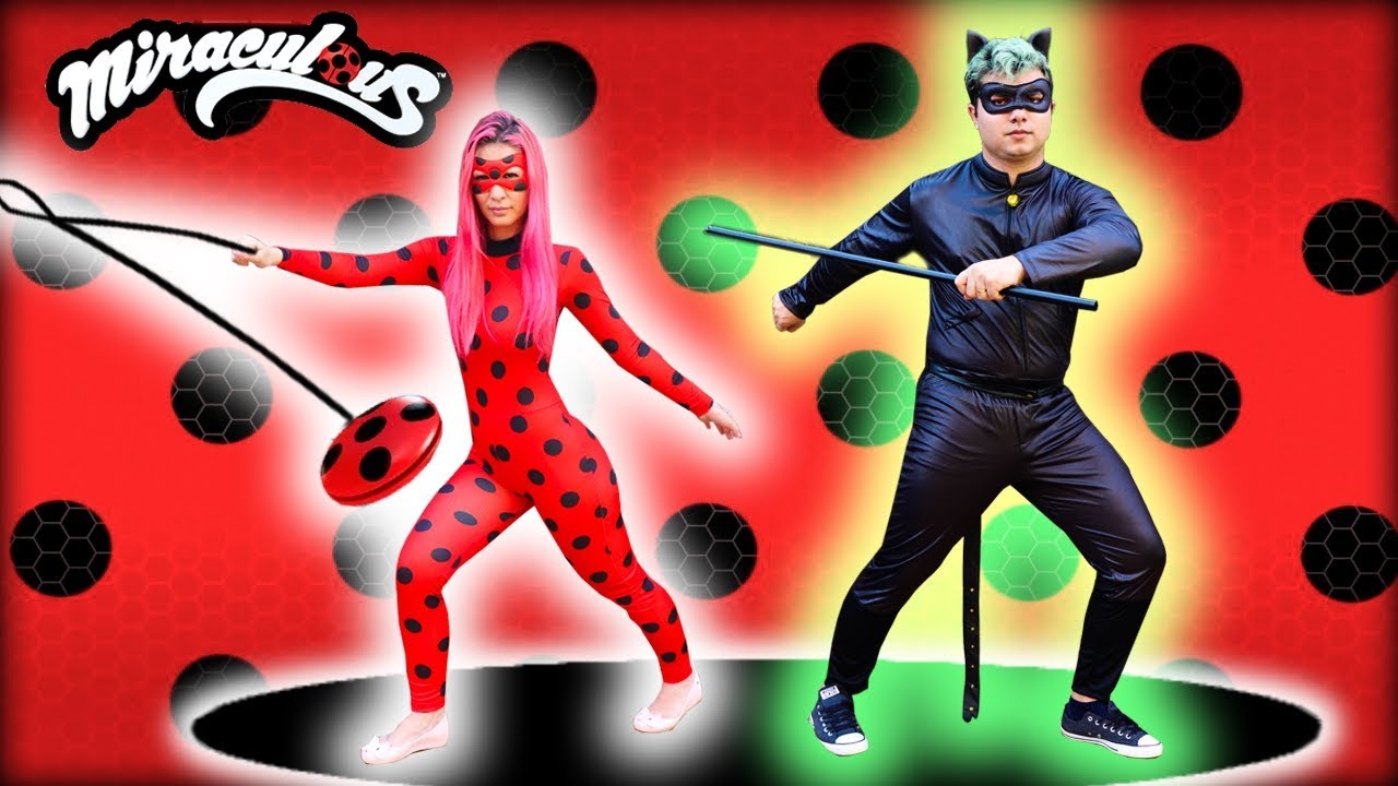 LADY BUG E CAT NOIR NA VIDA REAL - MIRACULOUS LADYBUG AND CAT NOIR IN REAL LIFE