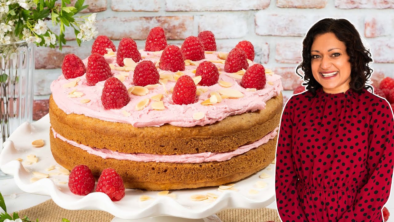 Vegan Raspberry Almond Cake using Milky Plant // Movers + Bakers