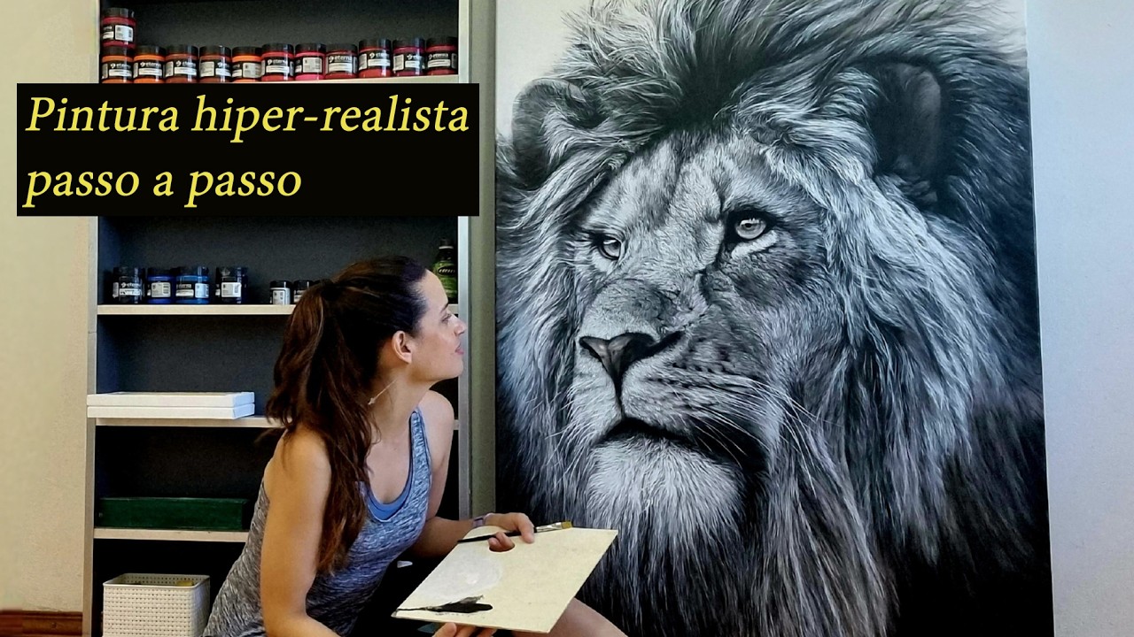 Como pintar um leão hiper-realista