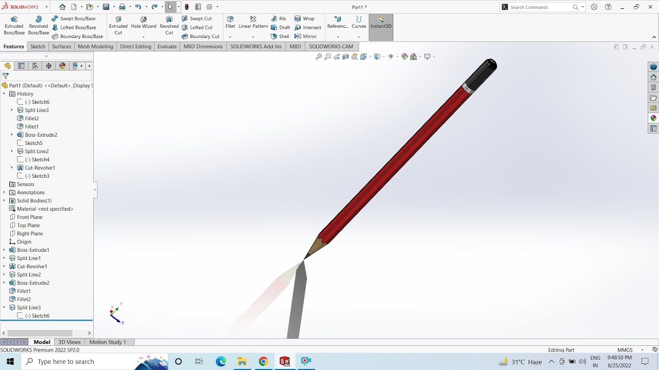 SolidWorks Tutorial | Pencil Design
