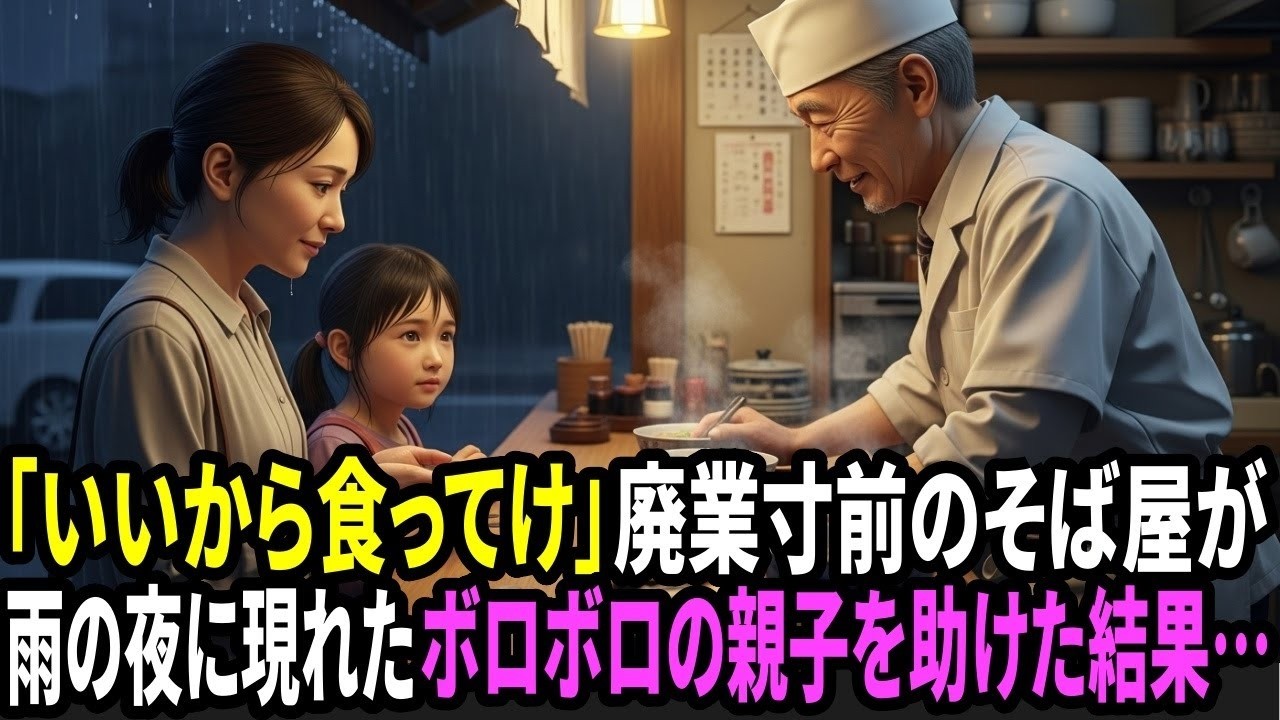 廃業寸前の蕎麦屋に現れた、雨に濡れたボロボロの親子。母『この子だけに蕎麦を…』 店主『二つ大盛りな』 ➡︎その後、奇跡が…