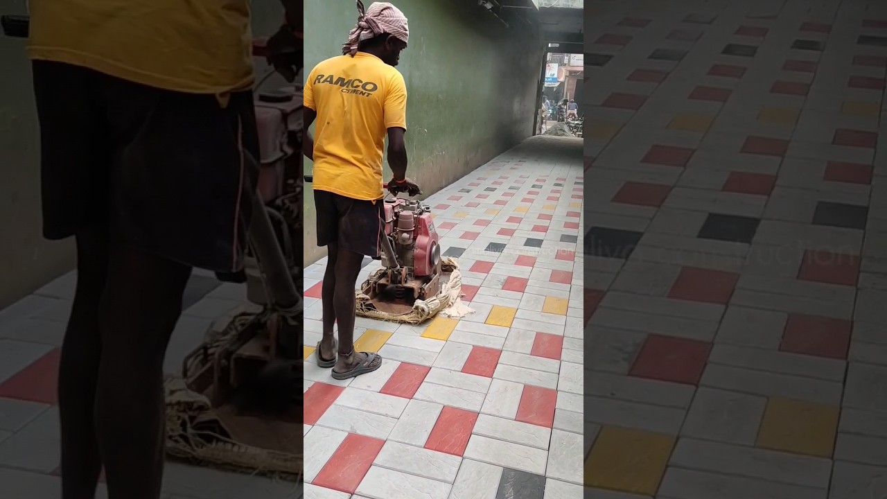 using vibrator for paver block installation #viral #shorts #construction #paverblocks