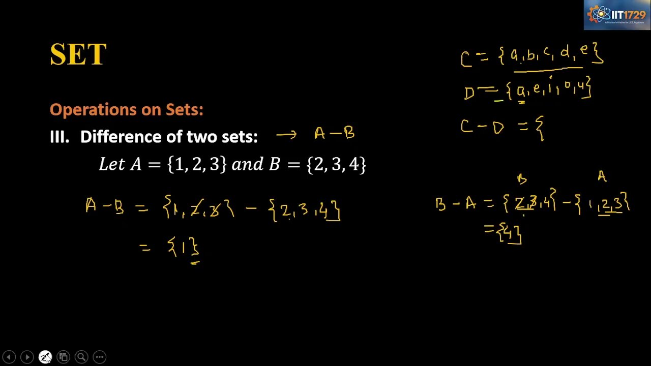 JEE Maths|| SETS Part 03 || Operation on Sets || Mathematics for JEE Class 11 and 12 | #iit1729