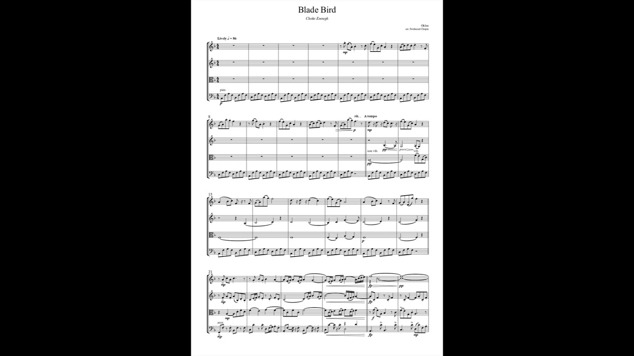 BladeBird - Arrangement for string quartet - Score video