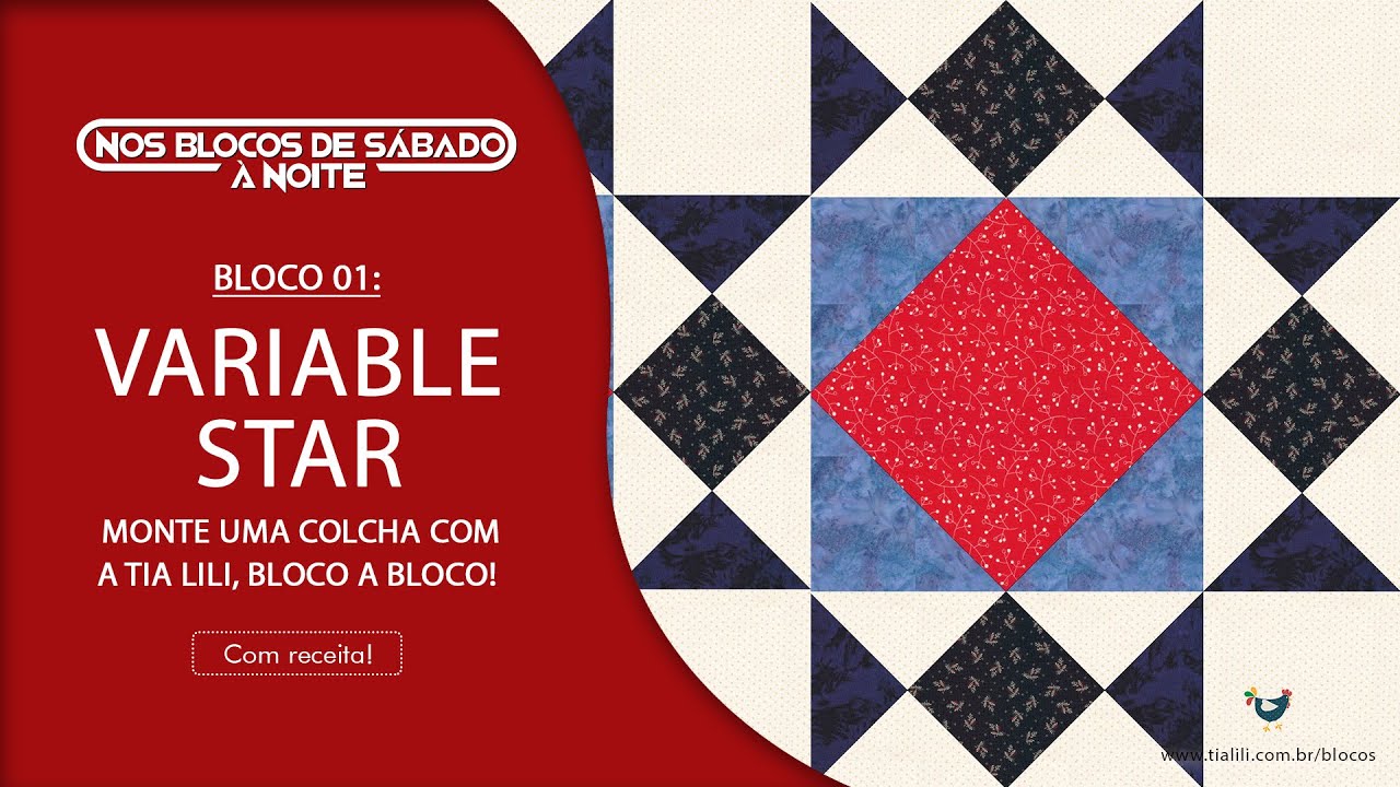 VARIABLE STAR: bloco de Patchwork passo a passo fácil para iniciantes feito com retalhos de tecidos