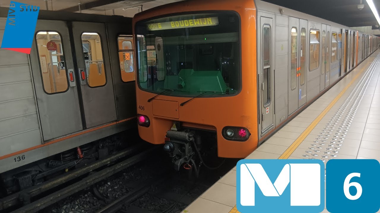 (Metro Stib) Trajet ligne 6 Roi-Baudouin à Elisabeth Mx U5 (M5 Bombardier Alstom) n°413-414+405-406.