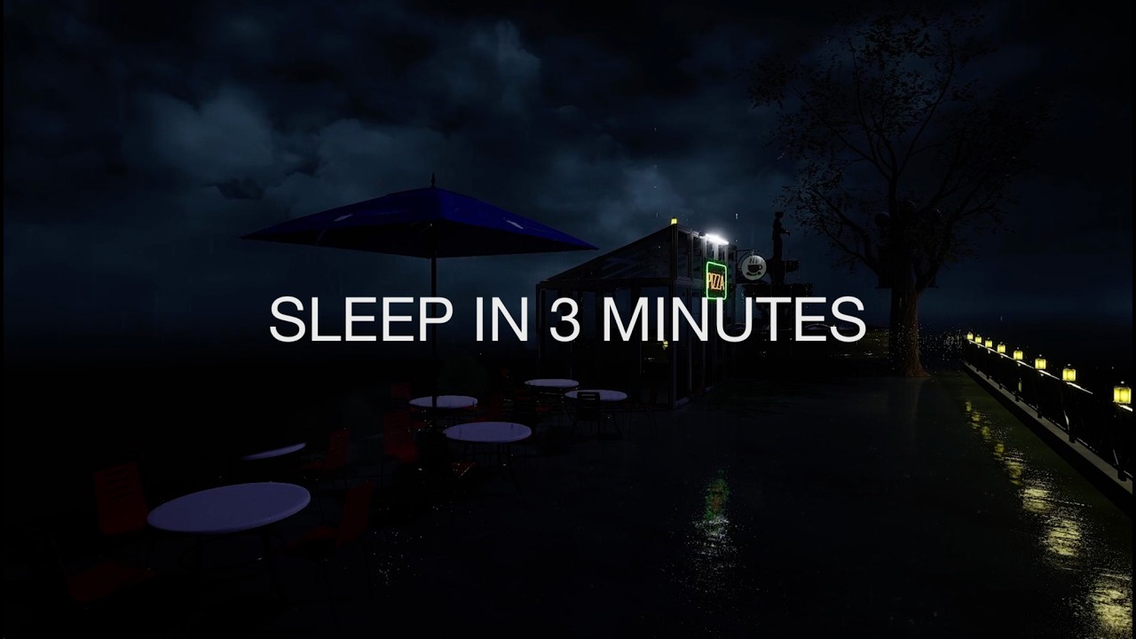 Sleep in 3 Minutes with the Soothing Sounds of Rain and Thunder Outside a Dark Pizza Shop