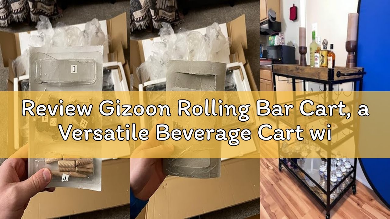 Review Gizoon Rolling Bar Cart, a Versatile Beverage Cart with a Removable Tray, 12-Bottle Wine Rack