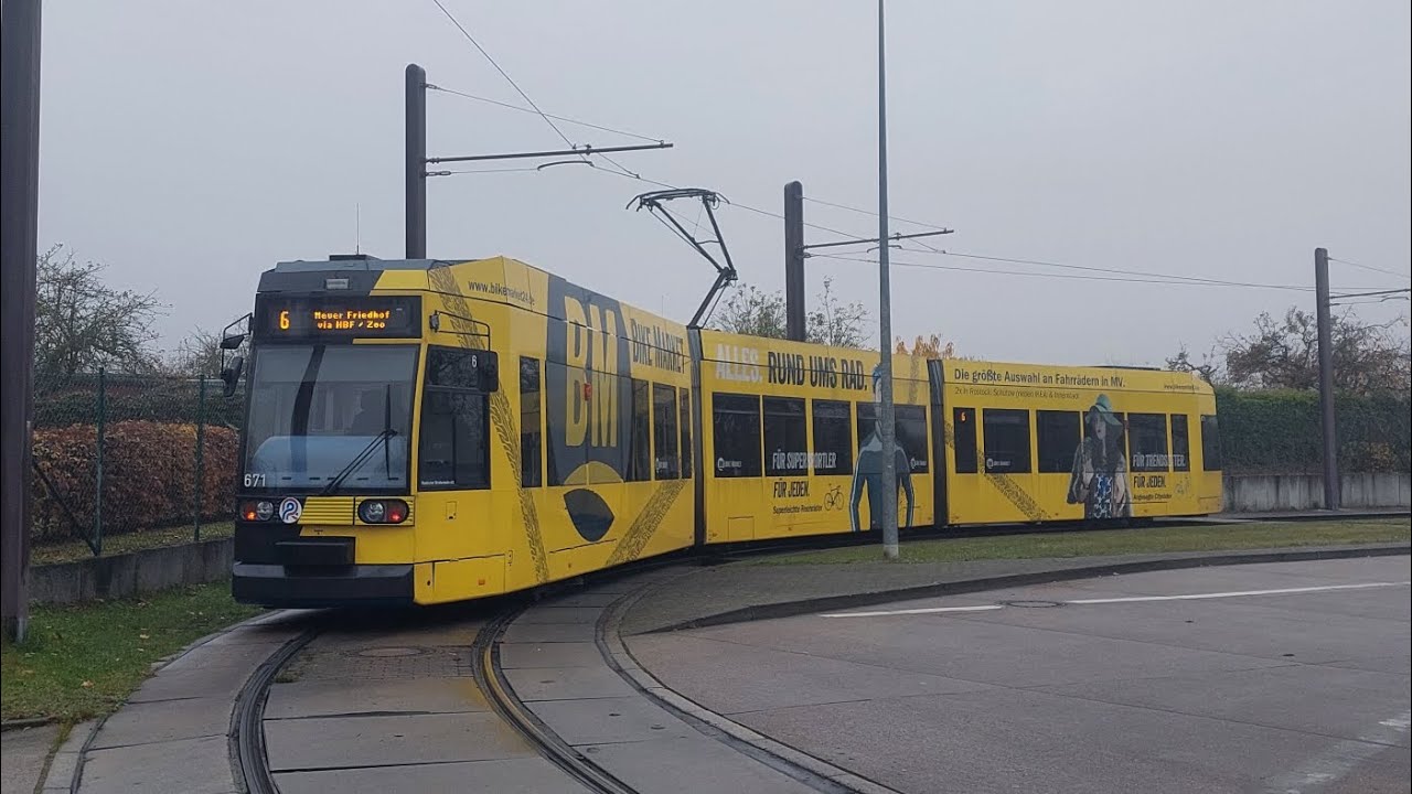 Tram Rostock | Mitfahrt auf der Kompl. 6 Von Campus Südstadt bis Neuer Friedhof im 6N1 671