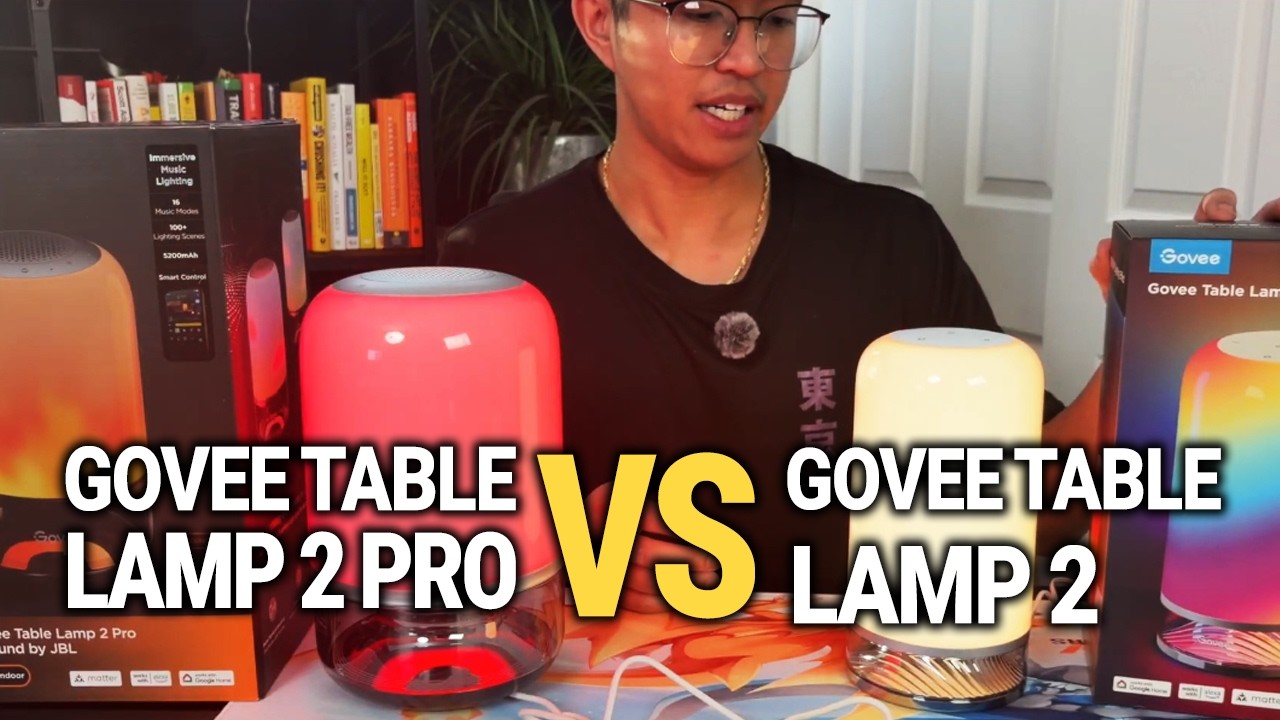 Настольная лампа Govee Table Lamp 2 Pro со звуком от JBL против настольной лампы Govee Table Lamp...