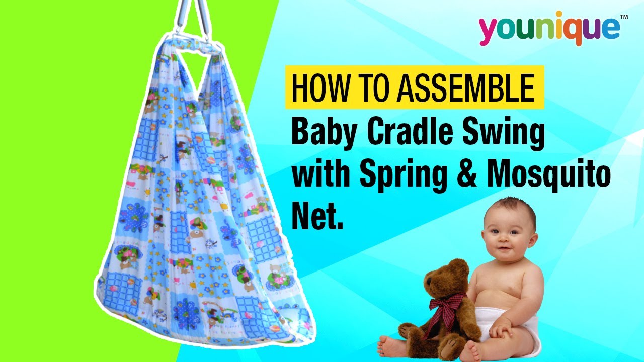 How to assemble Younique Baby Cradle Swing/ Thottil /Jhoola Jhula Palna with Spring & Mosquito Net