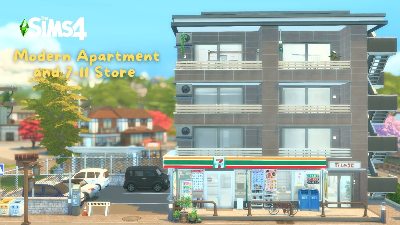 Modern Apartment and 7-11 Store🌼🚝 | Stop Motion Build | The Sims 4 | No CC