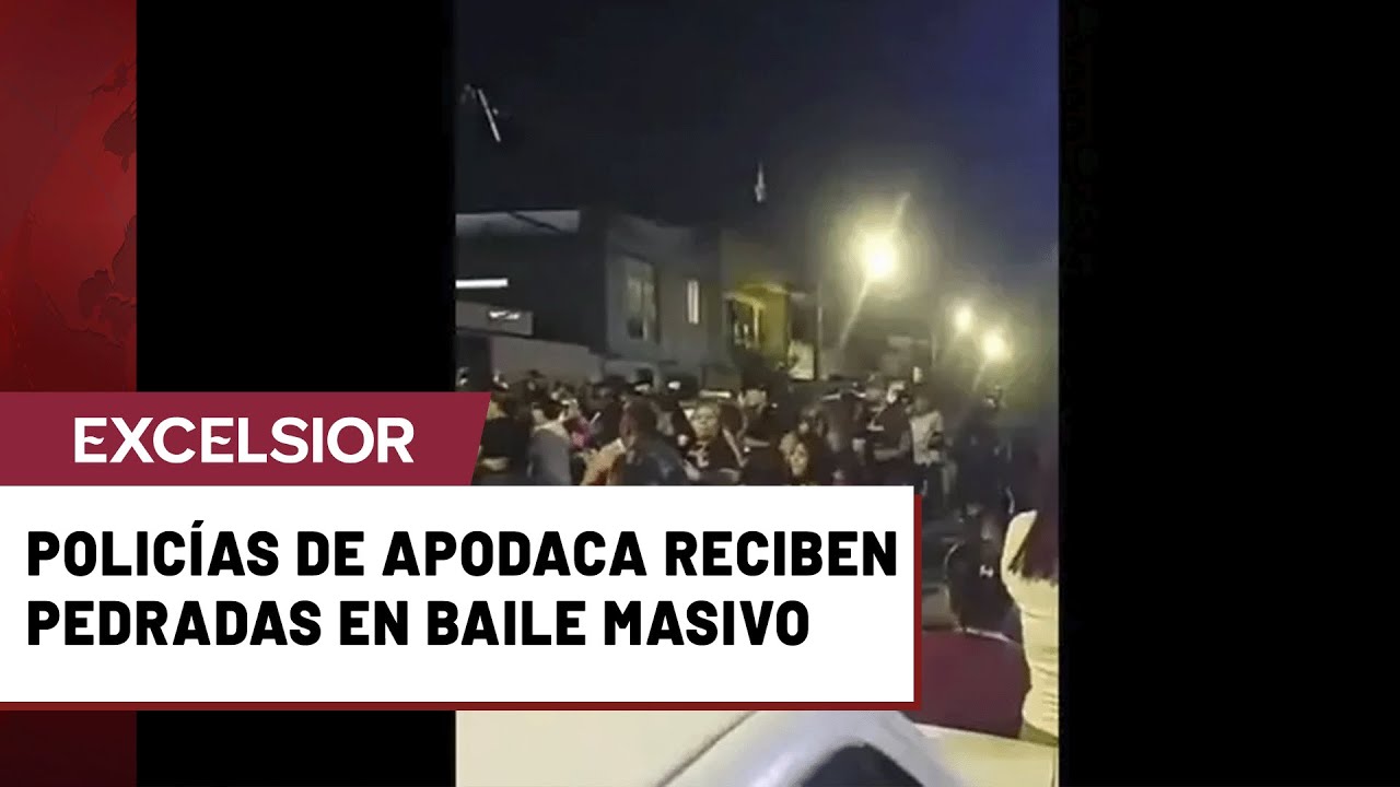 Policías son recibidos a pedradas en baile masivo