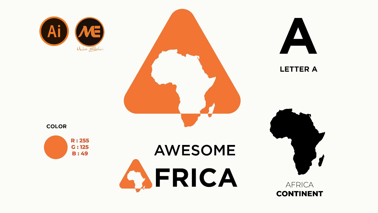 Letter A logo with awesome africa continent  in adobe illustartor 2021.