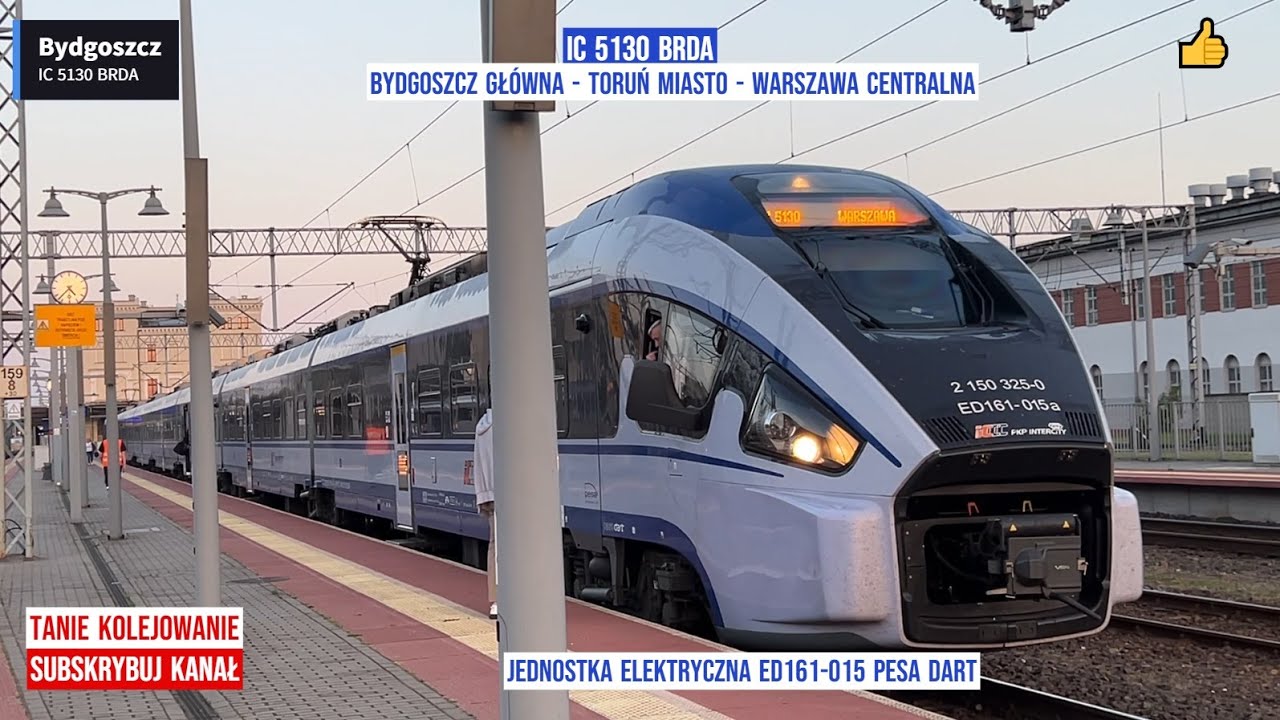 Pociąg Train IC  5130  BRDA Bydgoszcz Główna - Toruń Miasto - Warszawa Centralna Tanie Kolejowanie