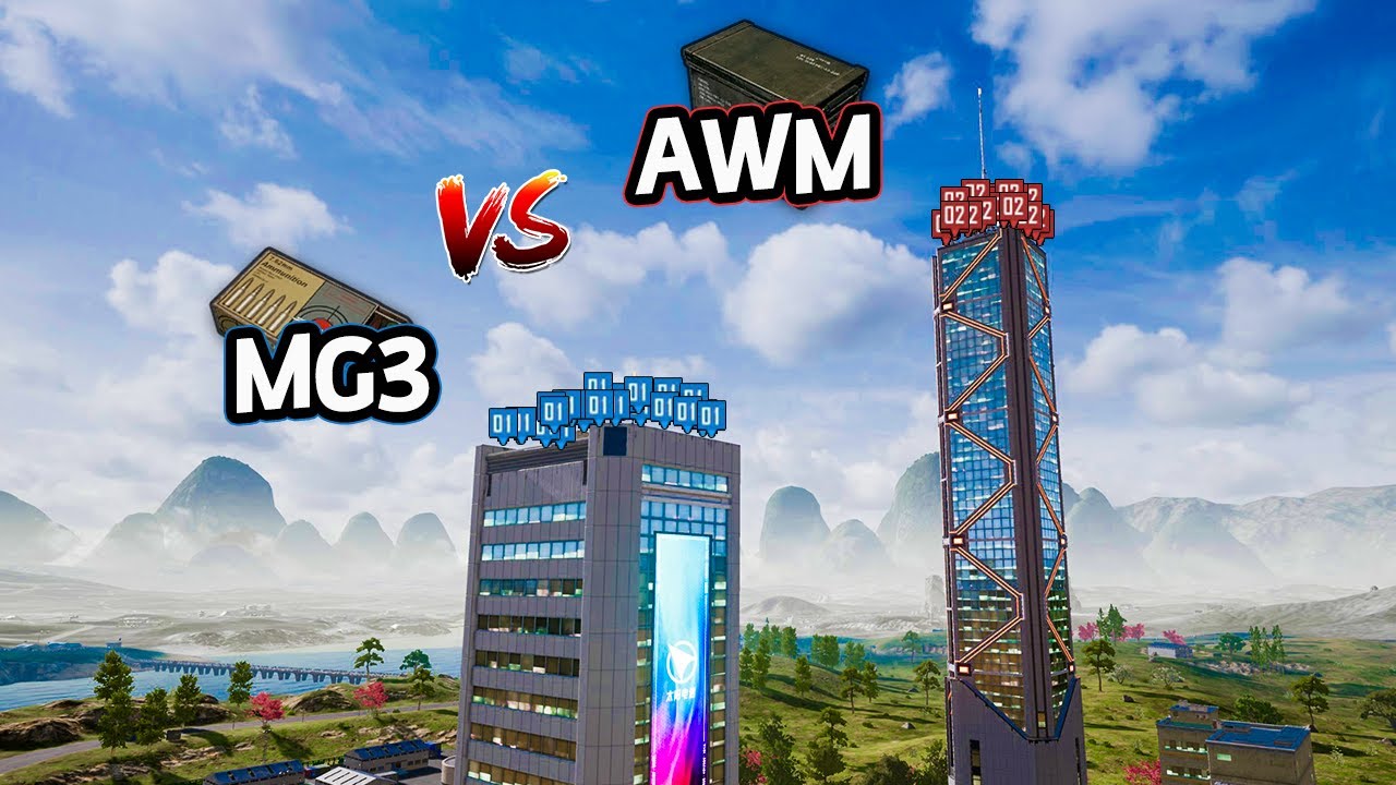 Снайпер AWM против пулемета MG3!! Строительная битва!