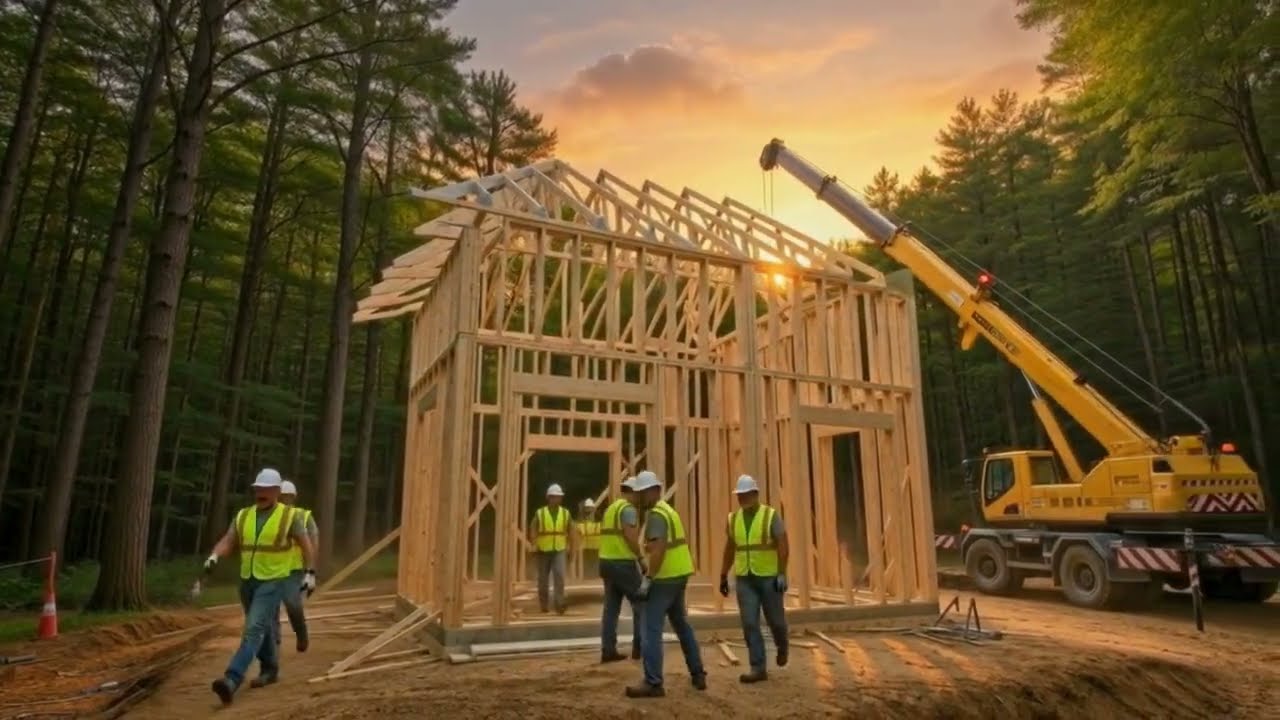 Building a wooden home by hand step by step
