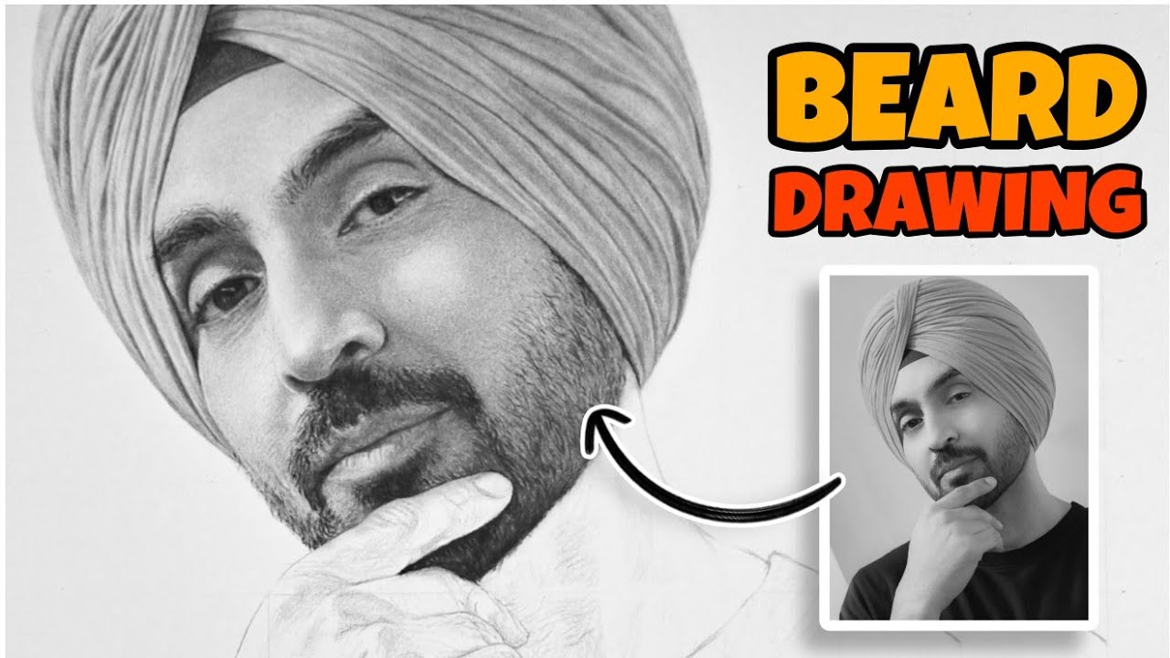 HOW TO DRAW SMALL BEARD & MOUSTACHE - REALISTIC BEARD DRAWING
