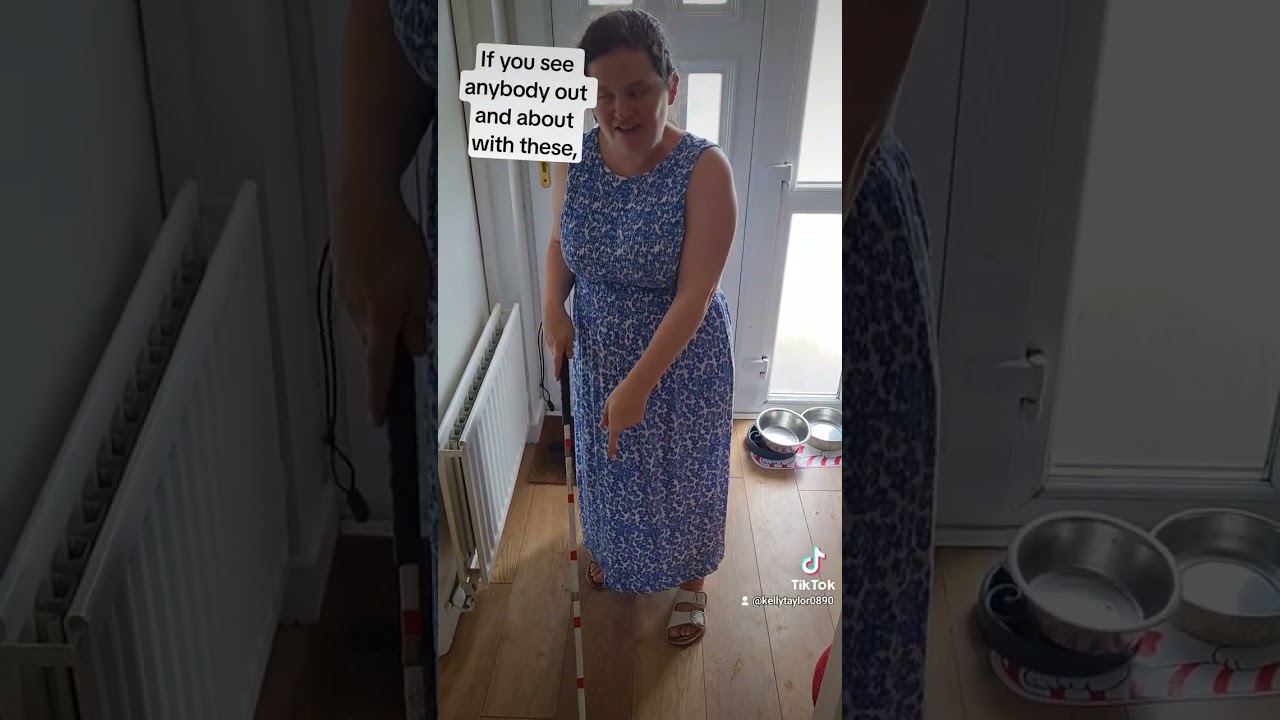 A red and white striped cane means the person is Deafblind.