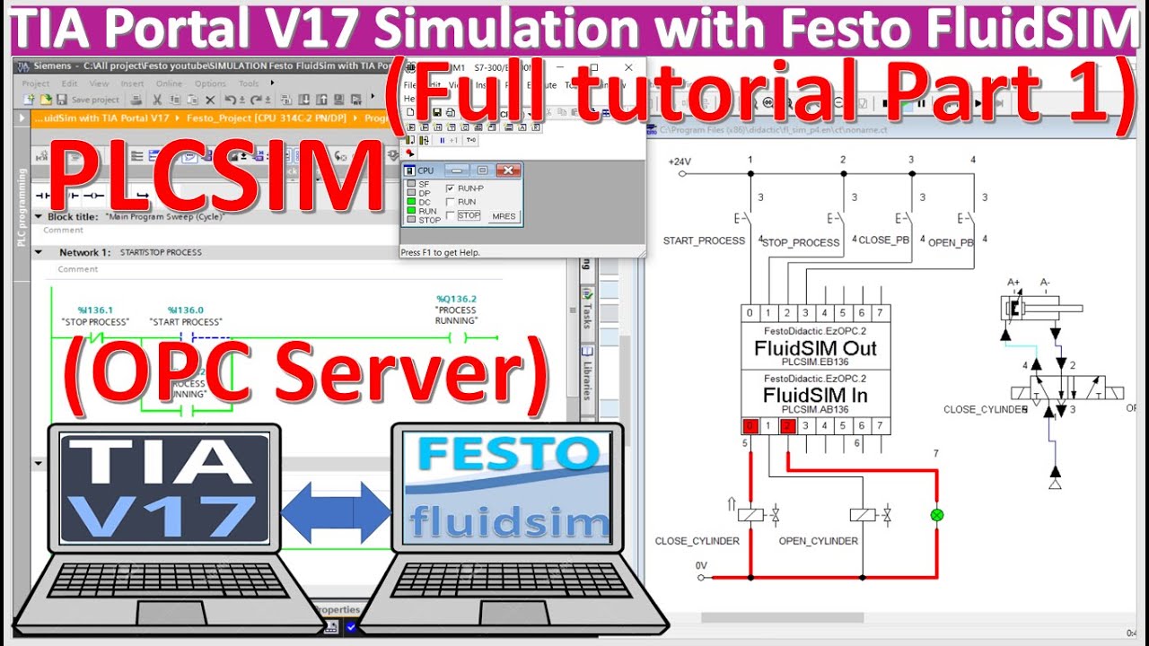 TIA Portal V17 simulation program with Festo FluidSIM 4.5 full tutorial step by step