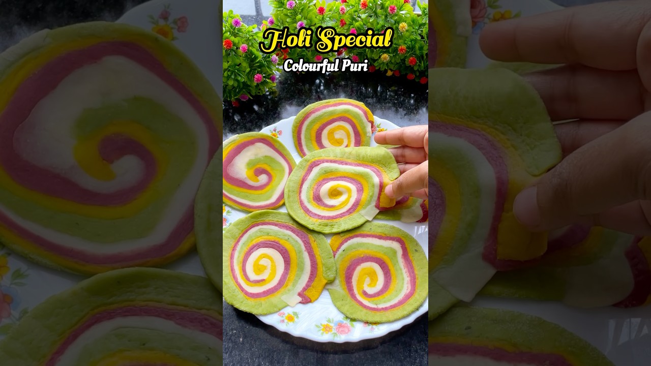 Holi Special Colourful Puri🌼#shortsvideo #trendingonshorts #youtubeshorts #viralvideo #minivlog