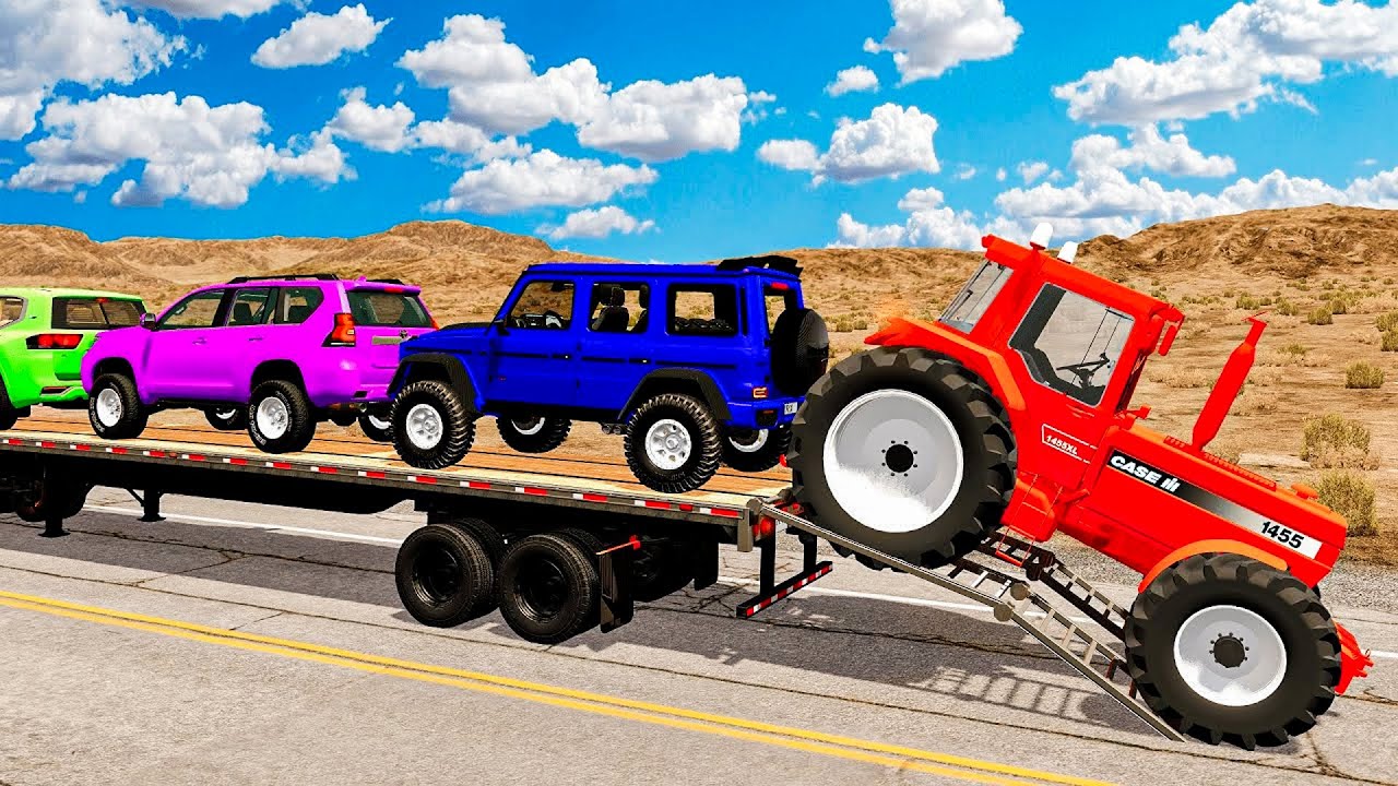 Flatbed Truck Mcqueen | Transportation with Truck - Pothole vs Car #4 - BeamNG.Drive