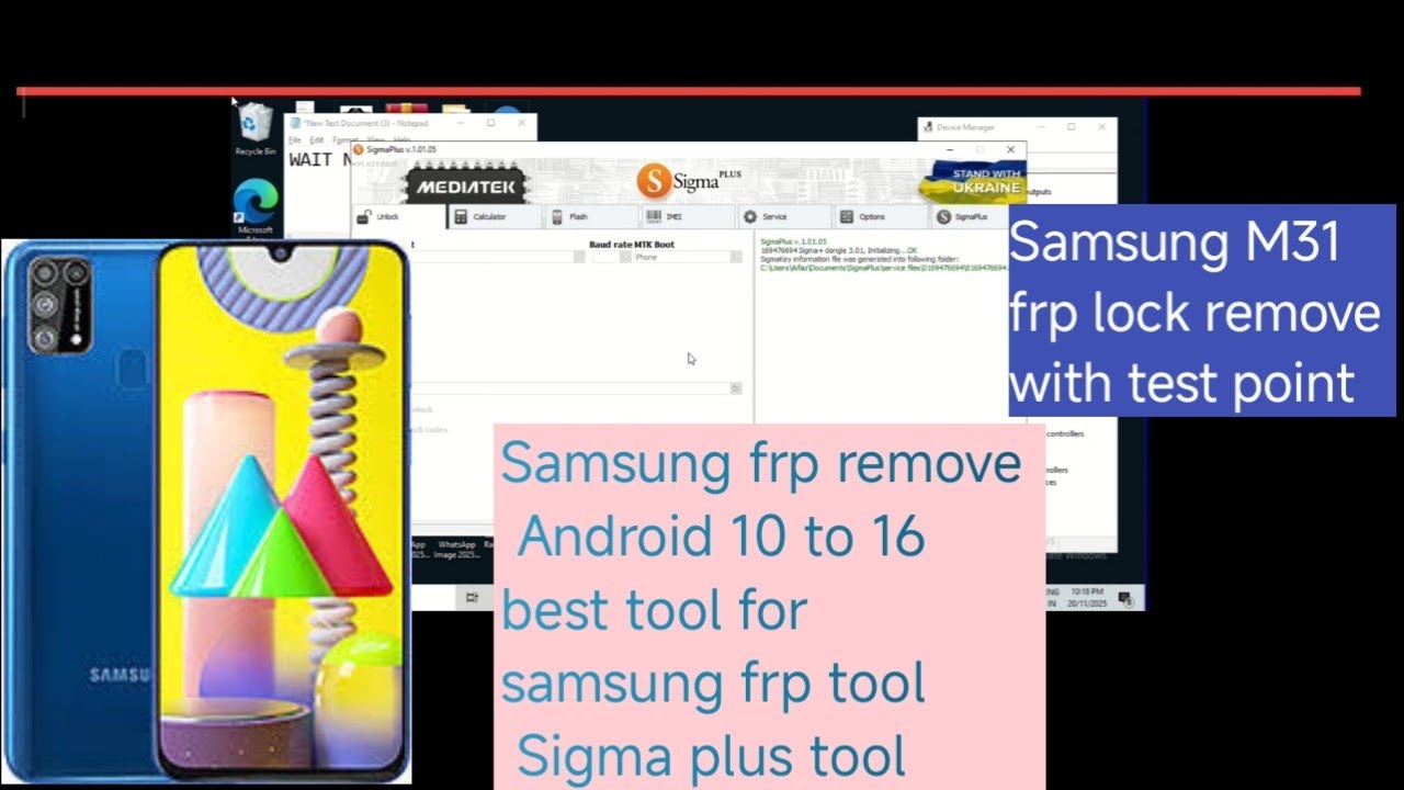 Блокировка FRP на Samsung M31 с помощью инструмента Sigma Plus, процессор Exynos 