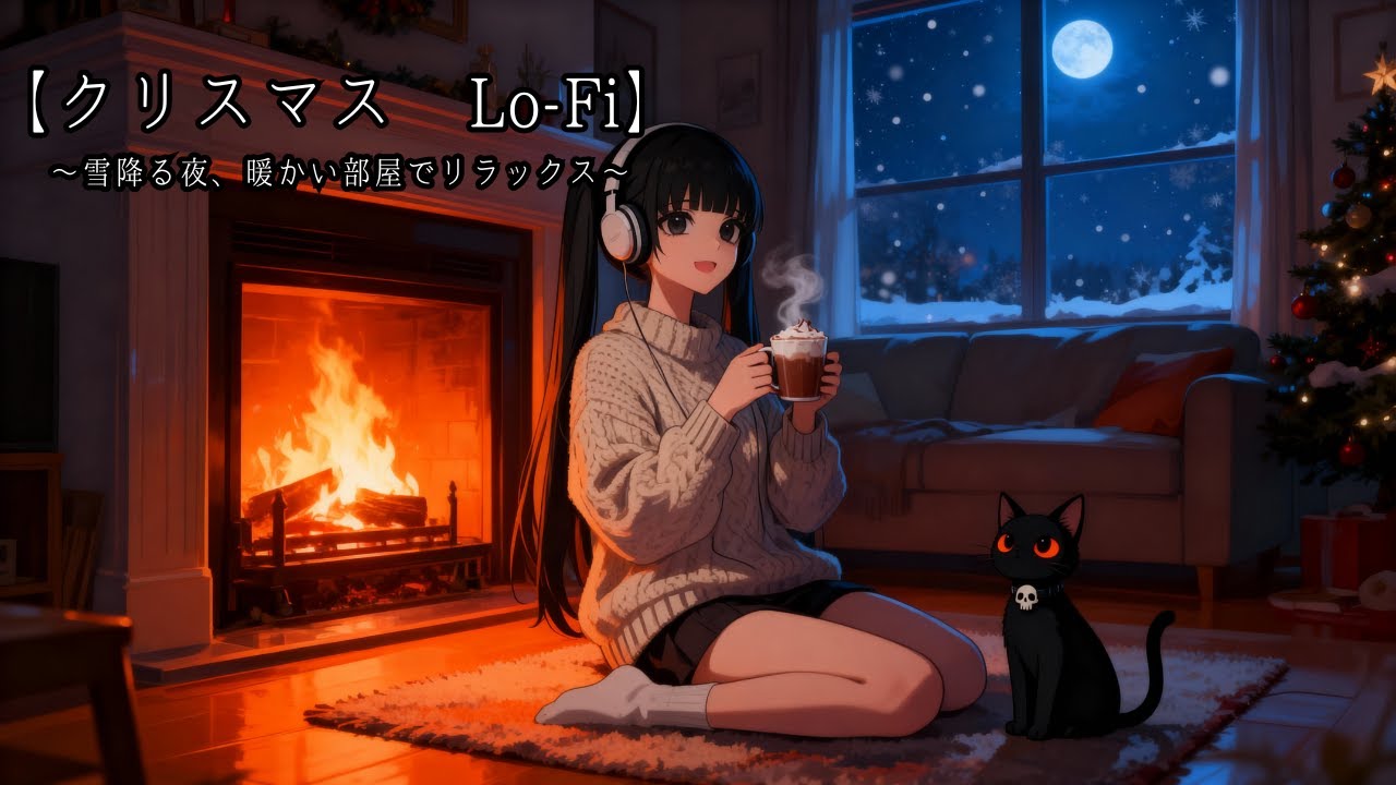 『【クリスマス】暖炉の音と静かなLo Fi。雪降る夜、暖かい部屋でリラックス。作業用BGM』