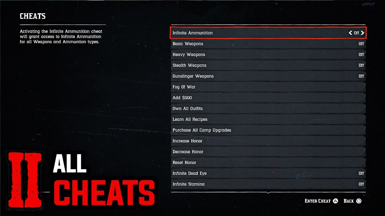 All 37 Cheats (How to Enter All Cheat Codes) - Red Dead Redemption 2